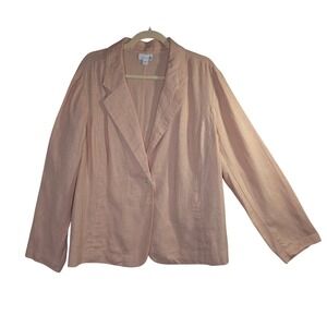J Jill Love Linen Blush Pink Single Button BlazerJacket XL WornOnce Office Cool
